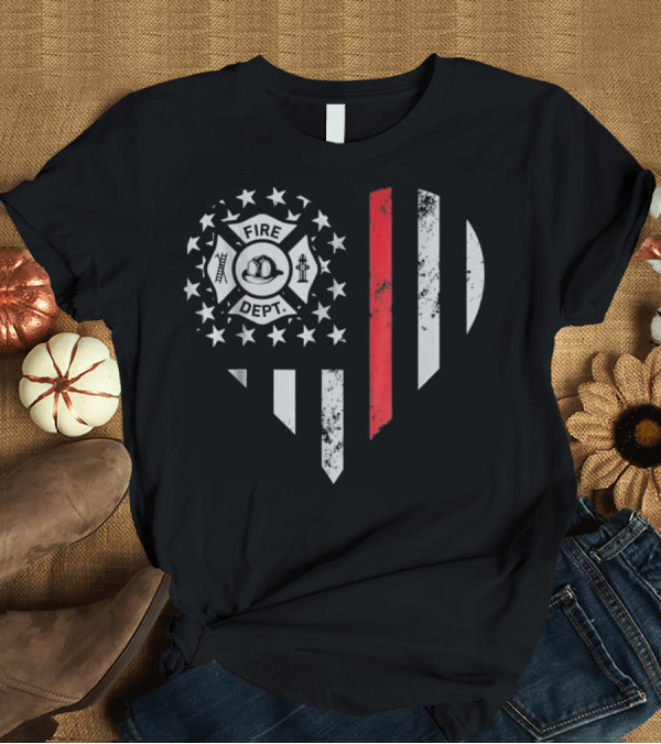 T-Shirt: Thin Red Line Firefighter Dept Heart T-Shirt Thin Red Line Firefighter Dept Heart T-Shirt