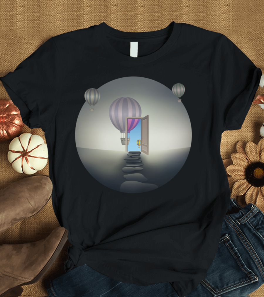 Another Reality Pathway Step Through Door to Surreal Balloon Journey T-Shirt