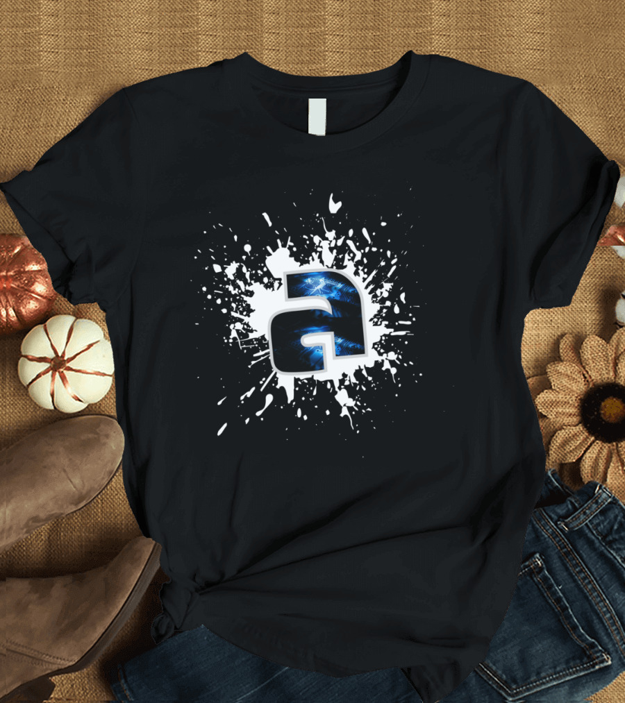 AphroDJiac Splatter Letter A with Electric Blue Effect T-Shirt