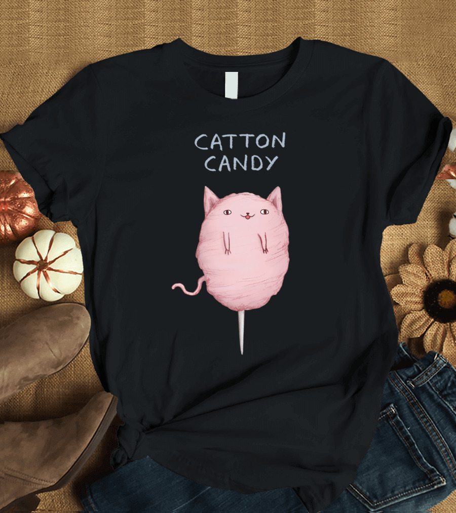 Catton Candy Cute Pink Cat Cotton Candy Fusion T-Shirt