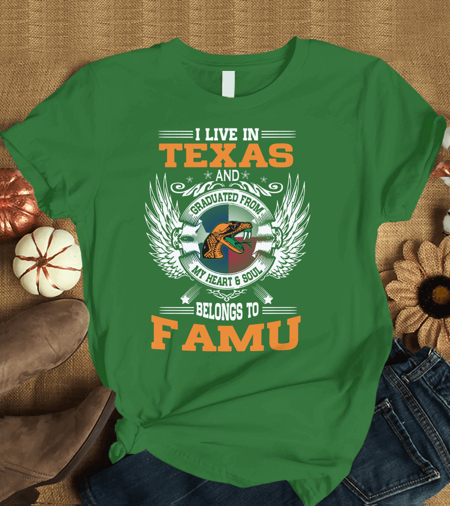 I Live in Texas and Graduated from My Heart and Soul Belongs to FAMU T-Shirt