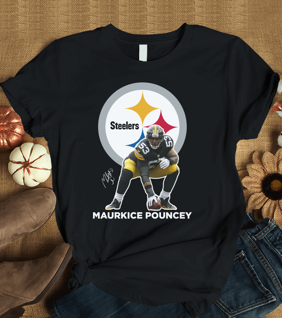 Steelers Maurkice Pouncey Number 53 Football Player Signature Steelers T-Shirt