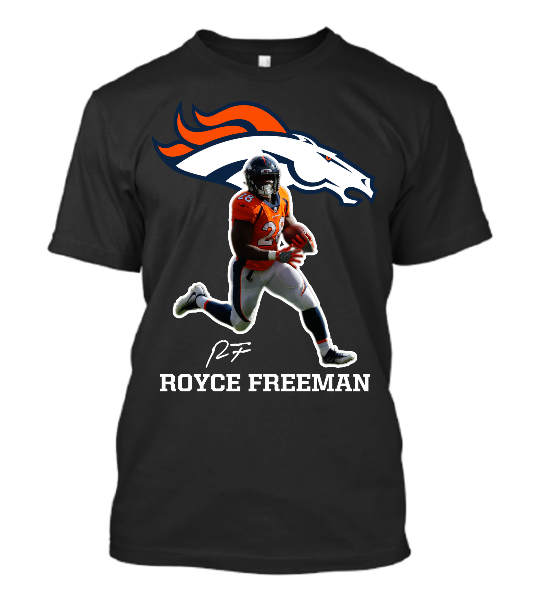 Royce Freeman Denver Broncos Football Player NFL Running Back Signature T-Shirt