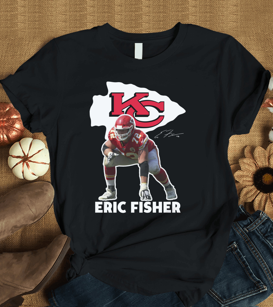KC Chiefs Eric Fisher 72 Football Signature T-Shirt