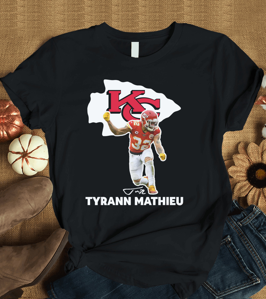 Tyrann Mathieu Kansas City Chiefs KC Football 32 Signature T-Shirt