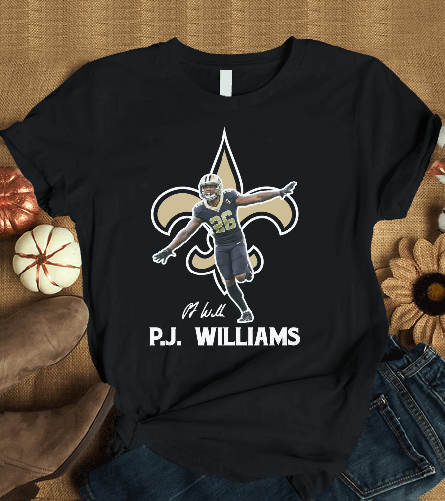 P.J. Williams New Orleans Football 26 Fleur-de-Lis Background T-Shirt