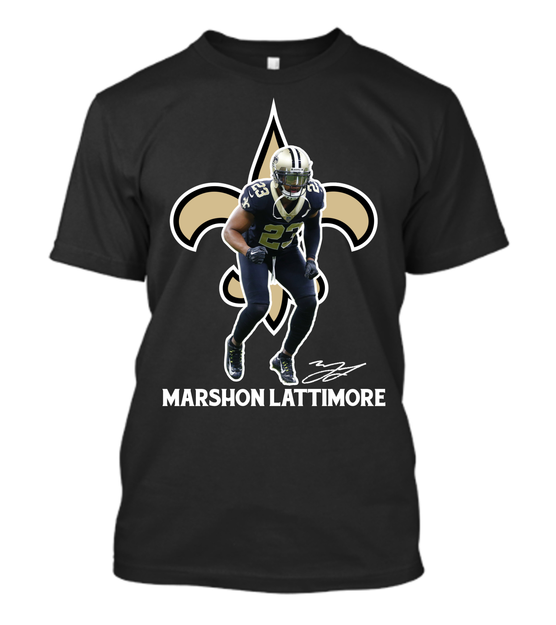 Marshon Lattimore 23 New Orleans Football Fleur-de-Lis T-Shirt