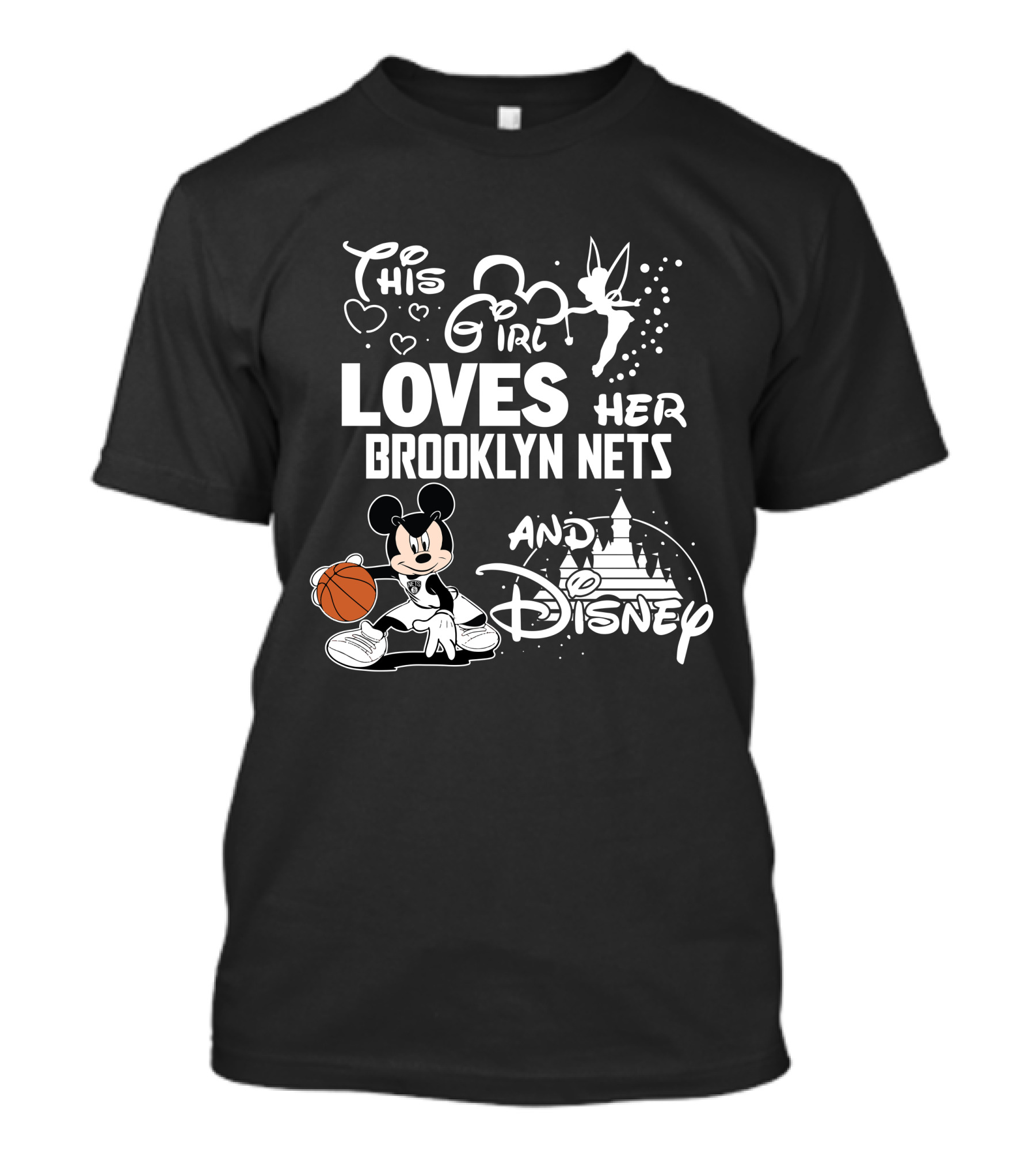 This Girl Loves Her Brooklyn Nets And Disney Mickey Basketball T-Shirt