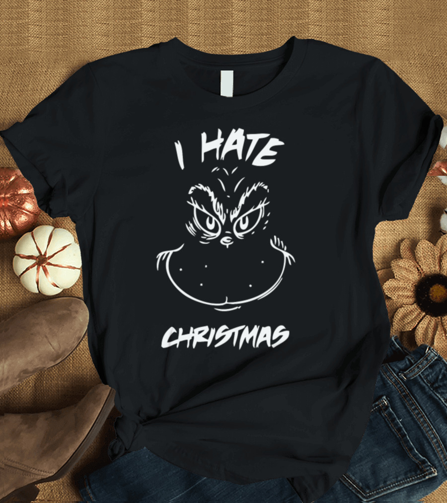 I Hate Christmas Grinch Face T-Shirt