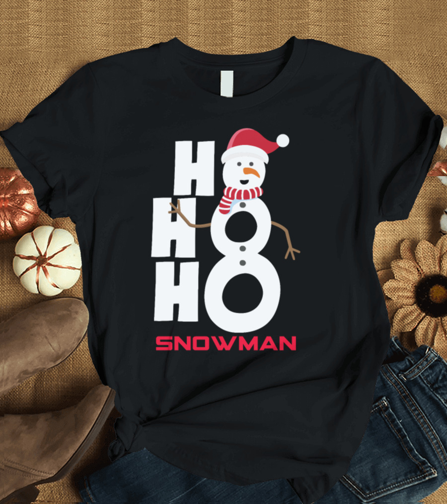 Ho Ho Ho Santa Hat Snowman T-Shirt