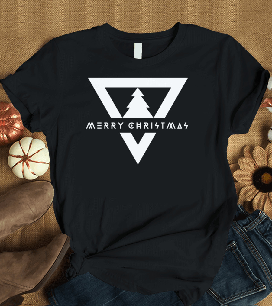 Merry Christmas Minimalist Triangle Tree T-Shirt