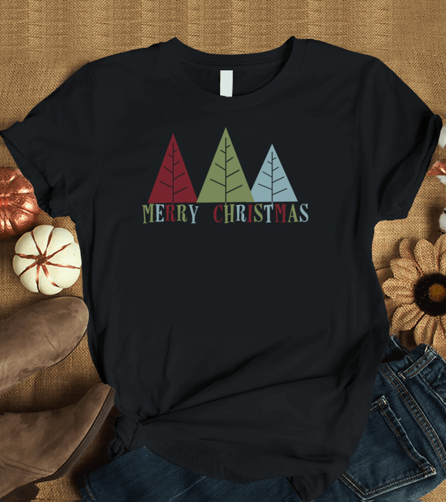Merry Christmas Festive Tree Trio T-Shirt