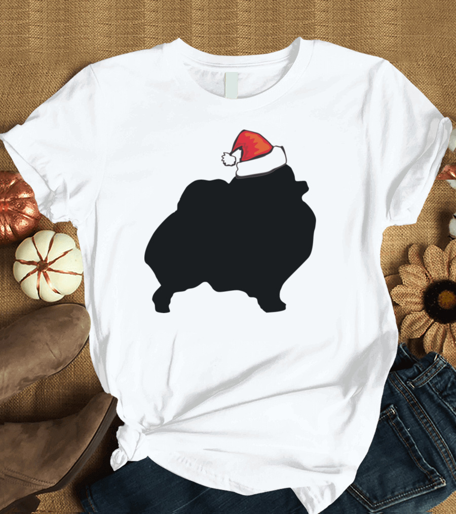 Pomeranian Christmas Santa Hat T-Shirt