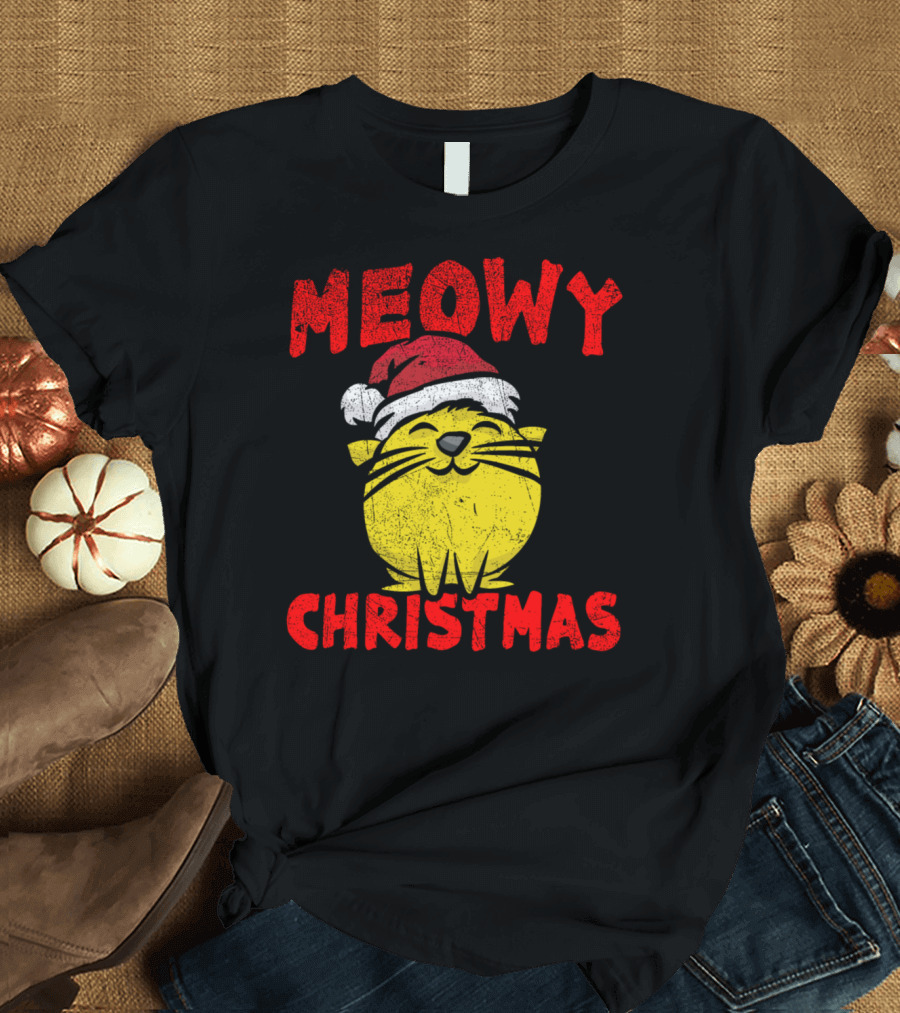 Meowy Christmas Santa Cat T-Shirt