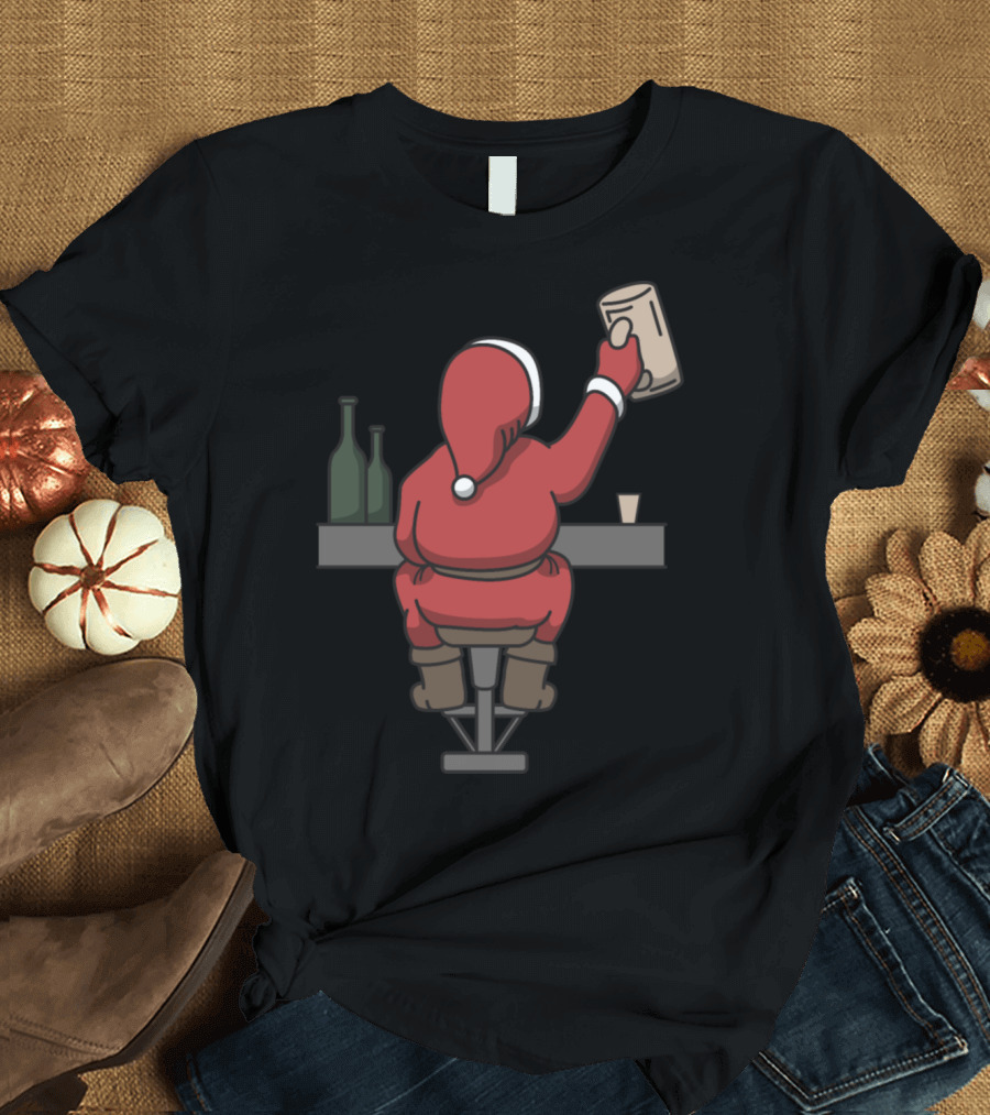 Santa Claus Enjoying Holiday Cheer with Beer T-Shirt