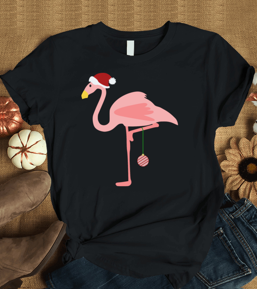 Santa Flamingo with Christmas T-Shirt