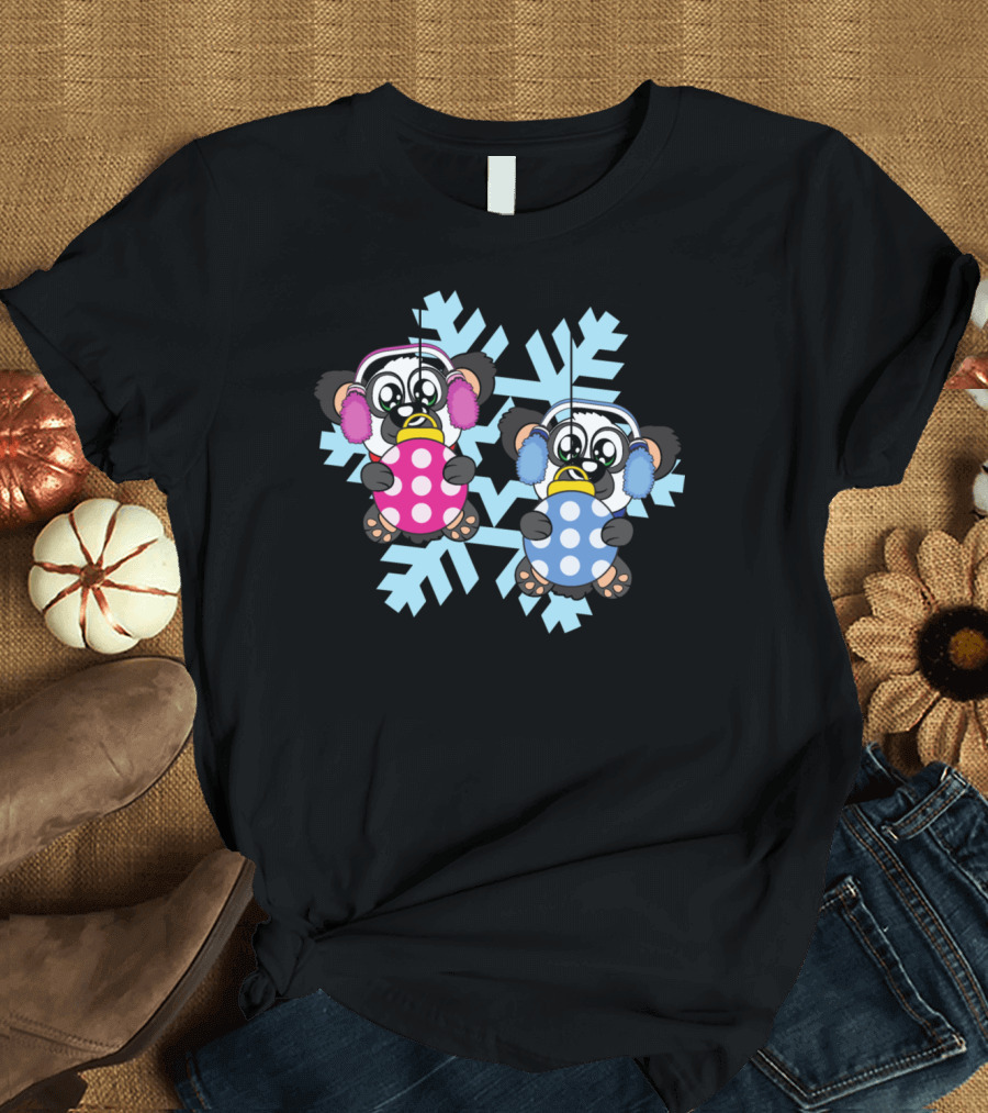 Panda Snowflakes Christmas Tree Ball Ornaments Ear Muffs T-Shirt
