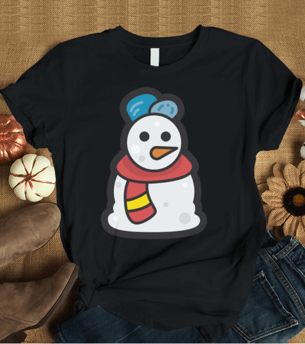 T-Shirt: Snowman in Red Scarf and Blue Hat Merry Christmas Snowman T-Shirt Snowman in Red Scarf and Blue Hat Merry Christmas Snowman T-Shirt