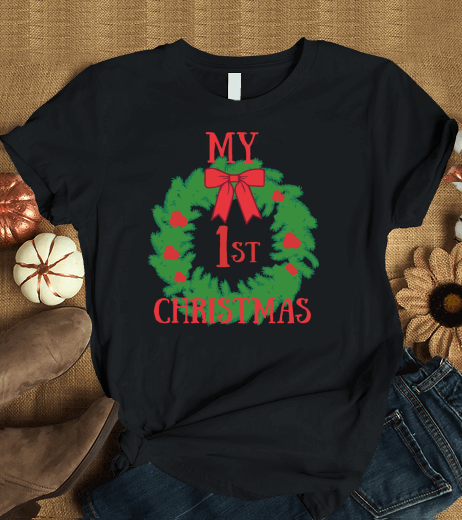 My First Christmas Wreath Baby 1st T-Shirt