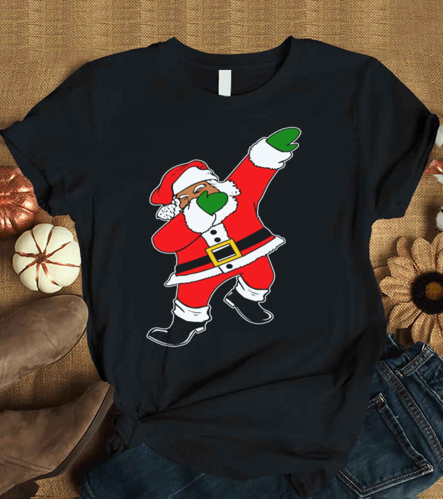 Dabbing Black Santa Claus Christmas Fun T-Shirt