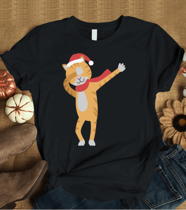 T-Shirt: Dabbing Cat Santa Best Christmas Holiday Fun T-Shirt Dabbing Cat Santa Best Christmas Holiday Fun T-Shirt