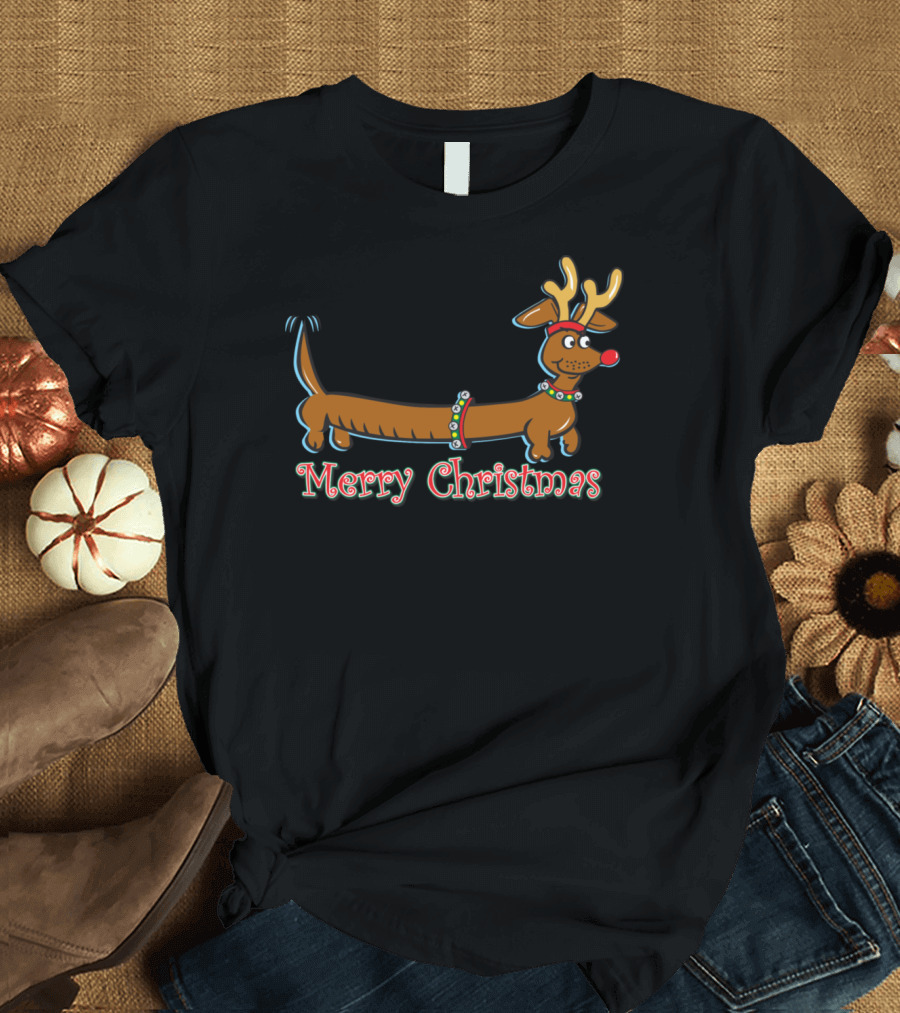 Merry Christmas Doxiemerrychristmas Rudolph Dog T-Shirt