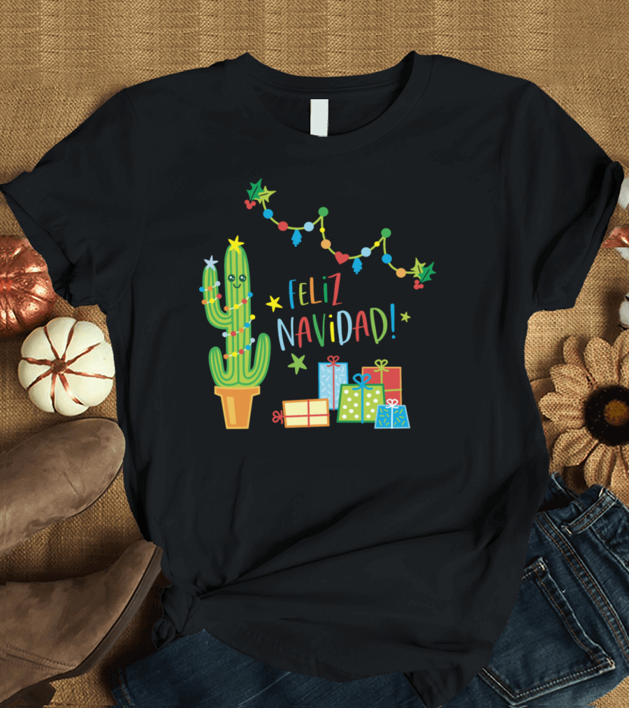 Feliz Navidad Cactus Christmas Gifts Mexico Holiday T-Shirt