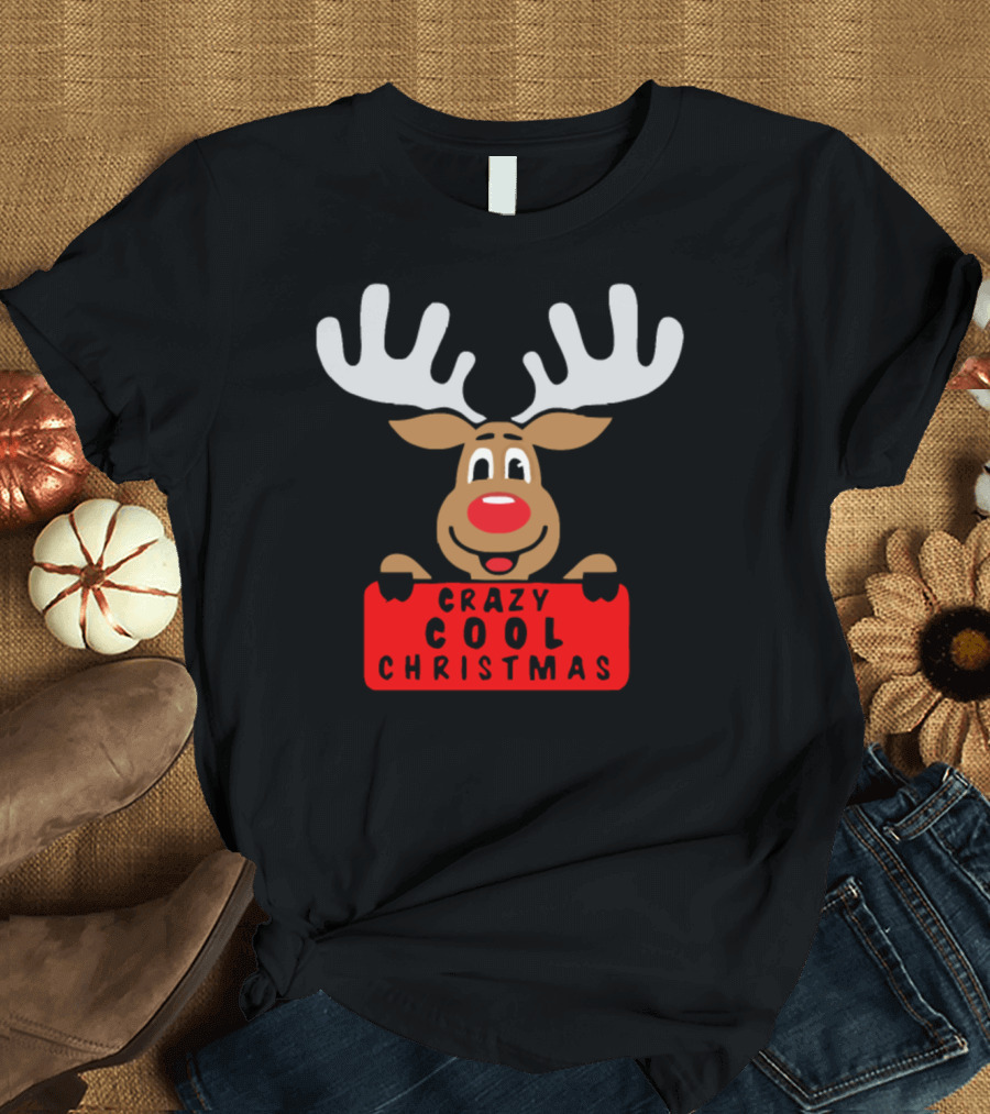 Crazy Cool Christmas Reindeer Antlers Festive T-Shirt