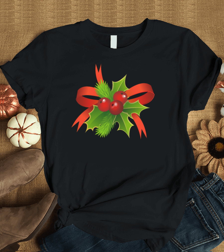 Funny Christmas Mistletoe Holly Berry T-Shirt