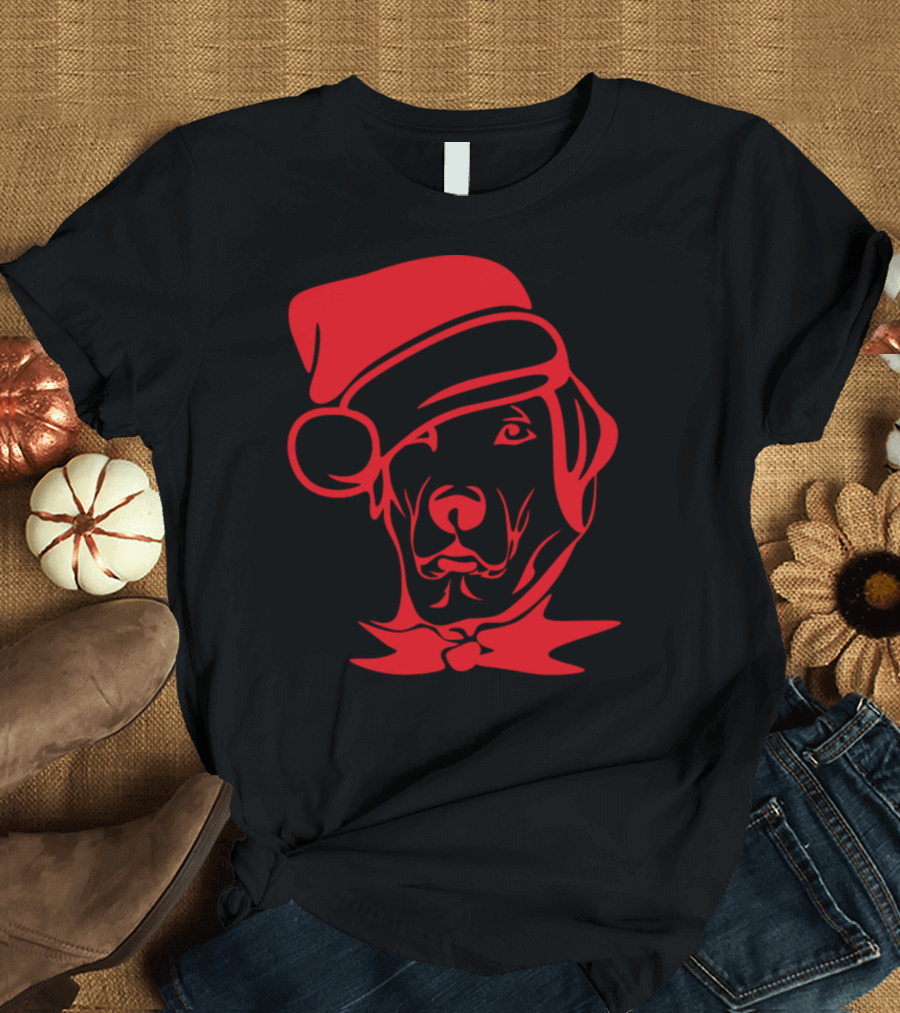 Funny Christmas Santa Labrador Dog Wearing Festive Hat T-Shirt