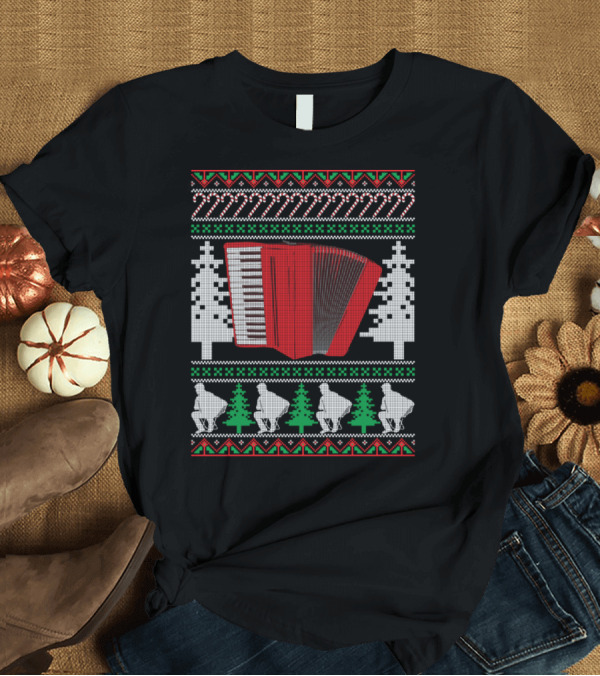 T-Shirt: Accordion Ugly Christmas Band Festive T-Shirt Accordion Ugly Christmas Band Festive T-Shirt