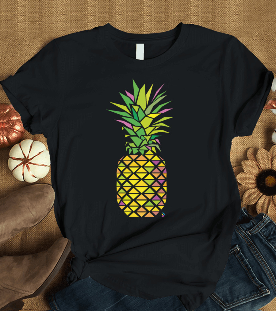 Ad Pineapple Geometric Tropical Multicolor T-Shirt