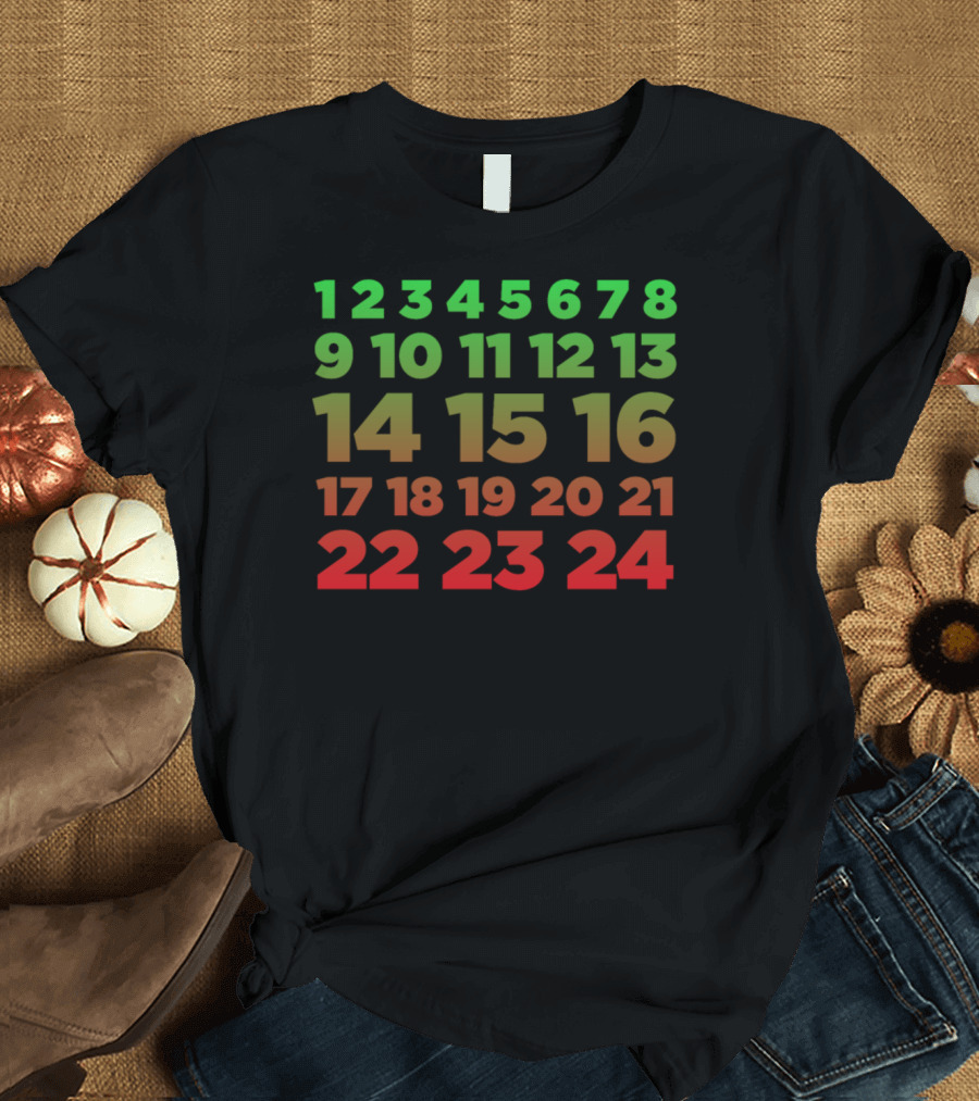 Advent Calendar Numbers Green Red Countdown Christian T-Shirt