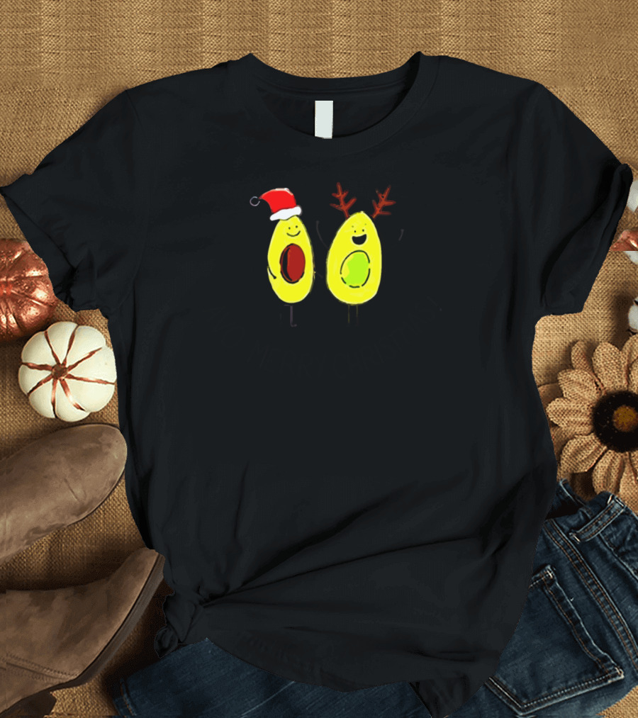 Avo Merry Christmas Avocado Santa Reindeer T-Shirt