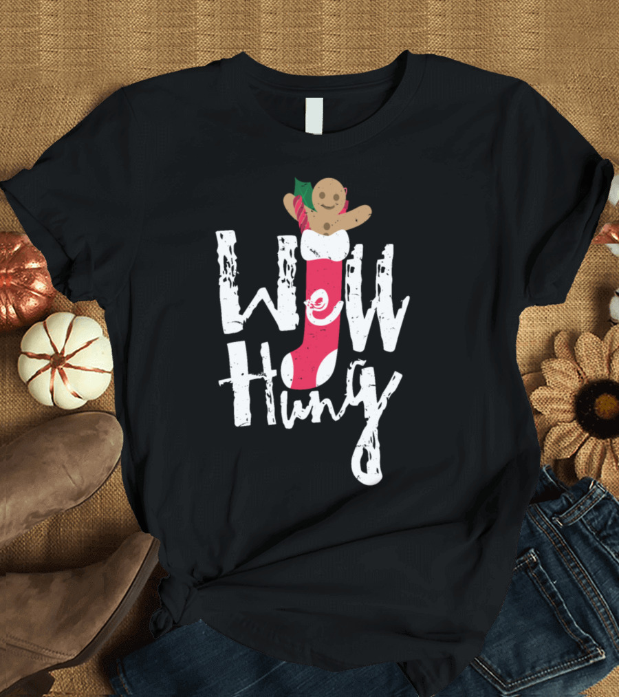 Funny Well Hung Christmas Stocking with Gingerbread Man T-Shirt