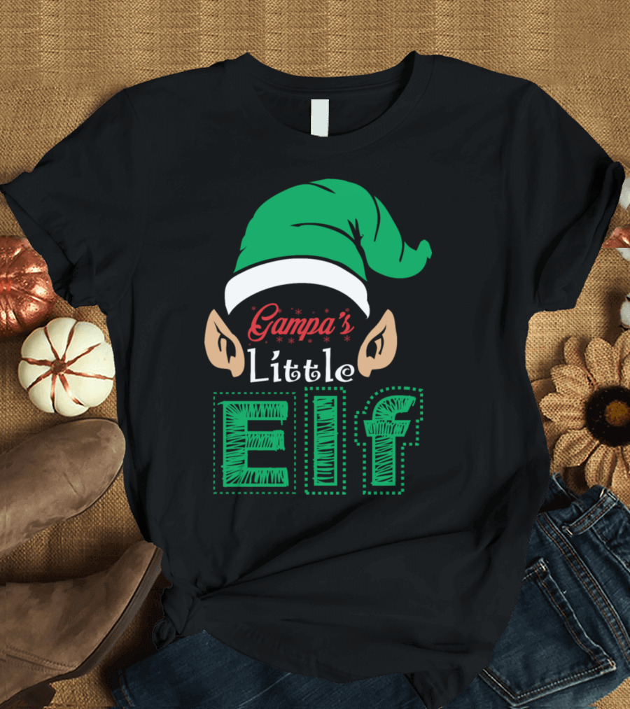 Gampa's Little Elf Festive Green Hat and Ears T-Shirt