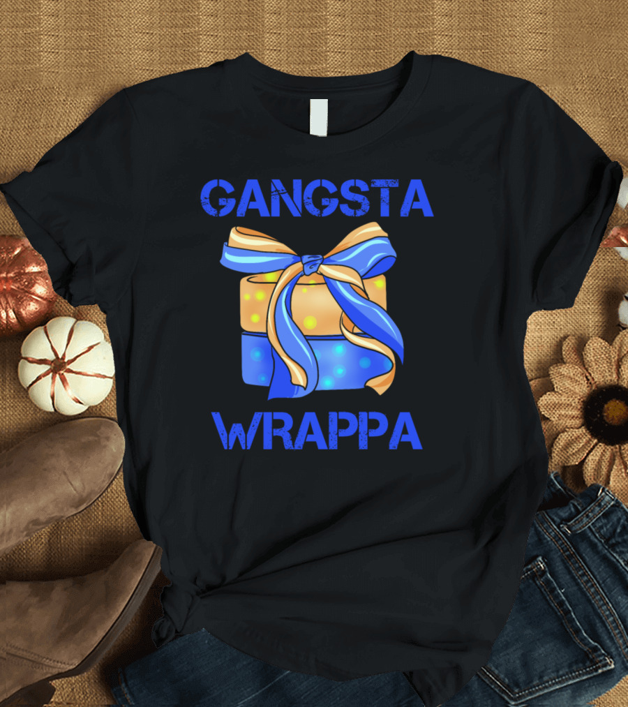 Gangsta Wrappa Christmas Present Colorful Bow Package T-Shirt