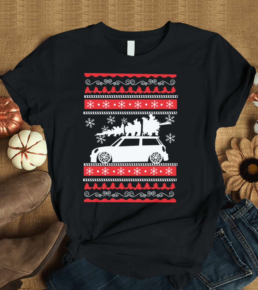 Christmas Tree Animal Parade on Car Snowflake Festive T-Shirt