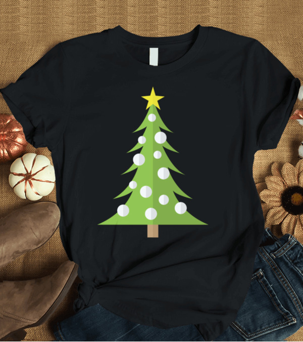 T-Shirt: Christmas Tree with Snow Ornaments and Star T-Shirt Christmas Tree with Snow Ornaments and Star T-Shirt