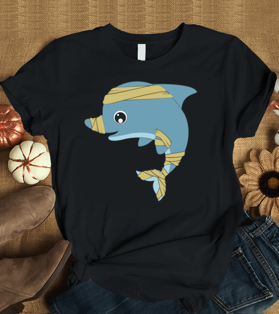 Dolphin Cute Animals Bandaged Cartoon T-Shirt