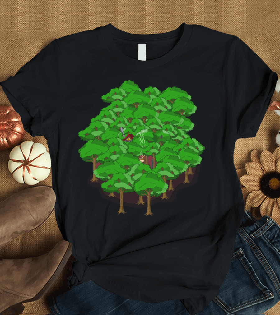 Find The Witch Amongst Enchanted Green Treetops in Dark Forest T-Shirt
