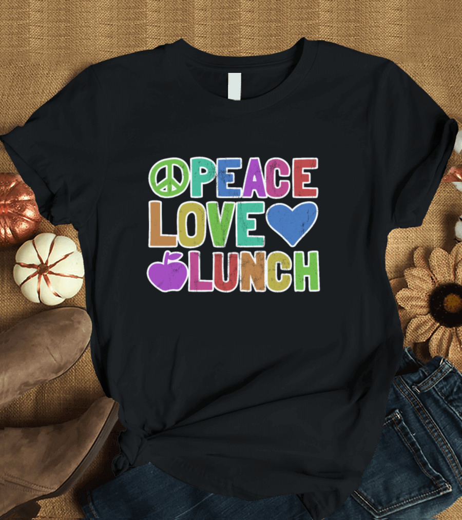 Peace Love Lunch Peace Sign Heart Apple T-Shirt