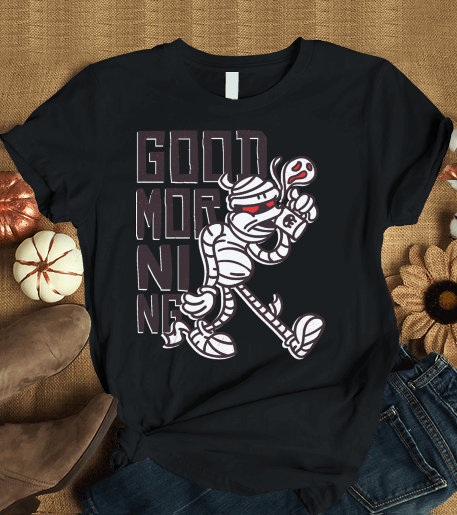 Mummy Good Morning Coffee Walking Character Steam Cup T-Shirt