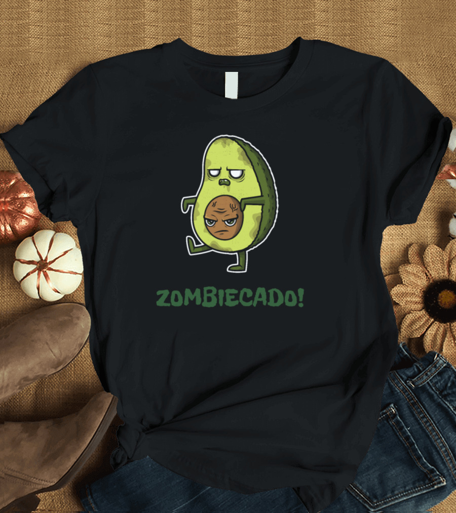 Zombicado Scary Avocado Character with Angry Pit Expression T-Shirt