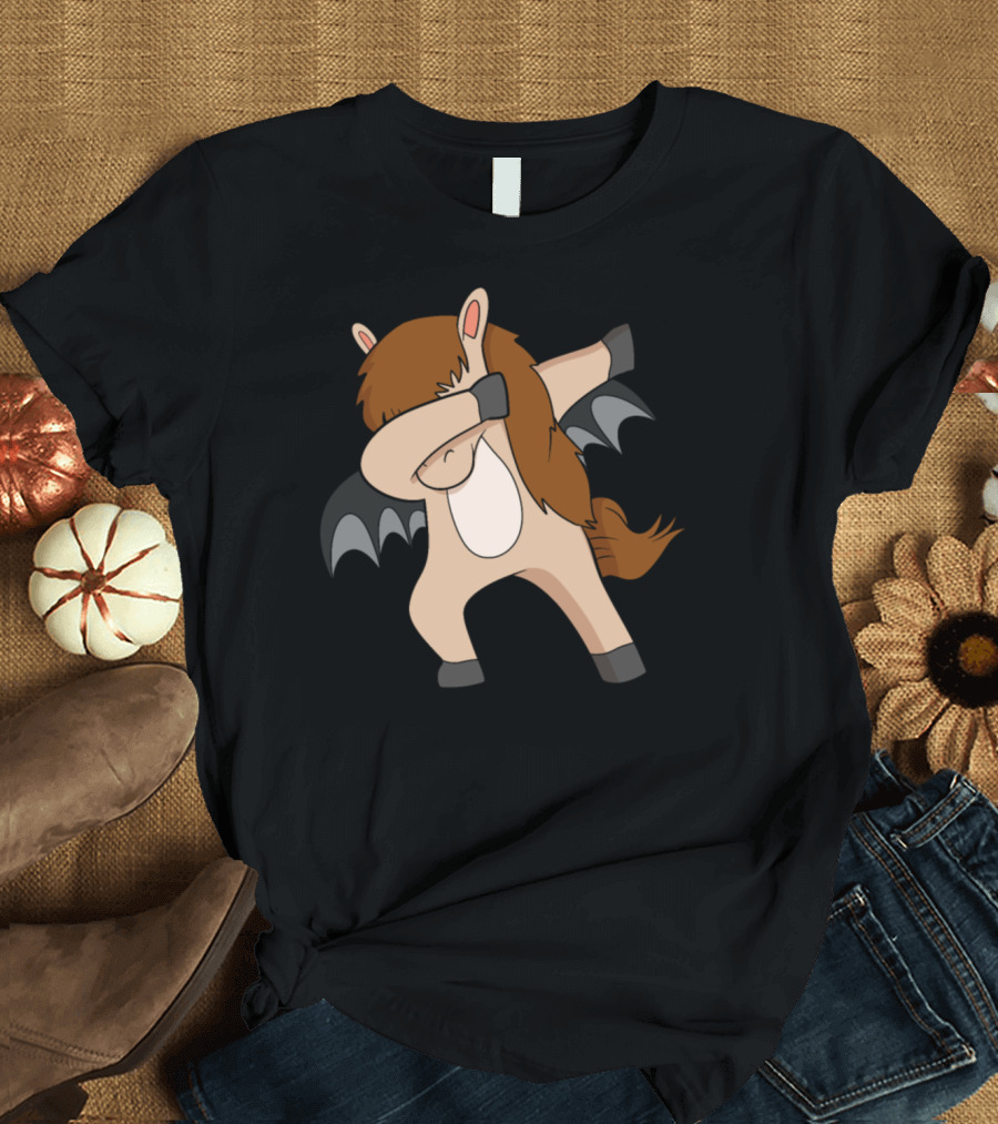 Dabbing Horse with Bat Wings Cool Scary T-Shirt