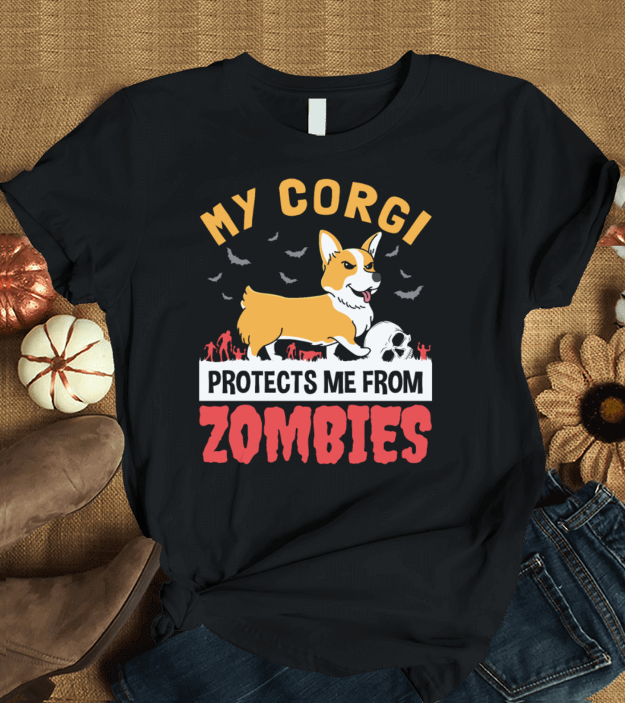 My Corgi Protects Me From Zombies T-Shirt