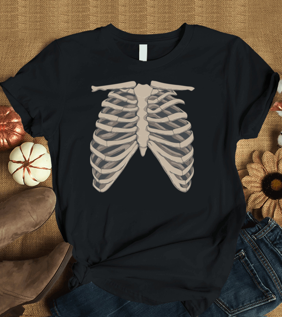 Rib Halloween Body Skeleton Costume T-Shirt