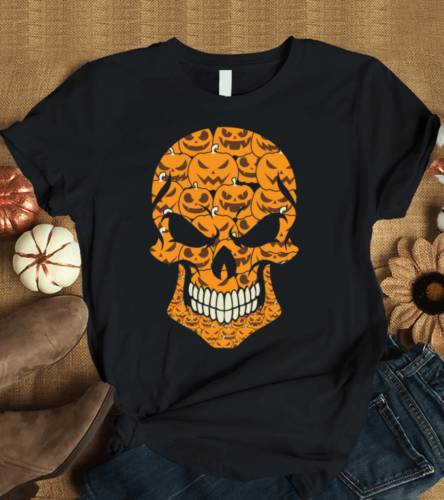 Skull Made of Pumpkin Faces T-Shirt
