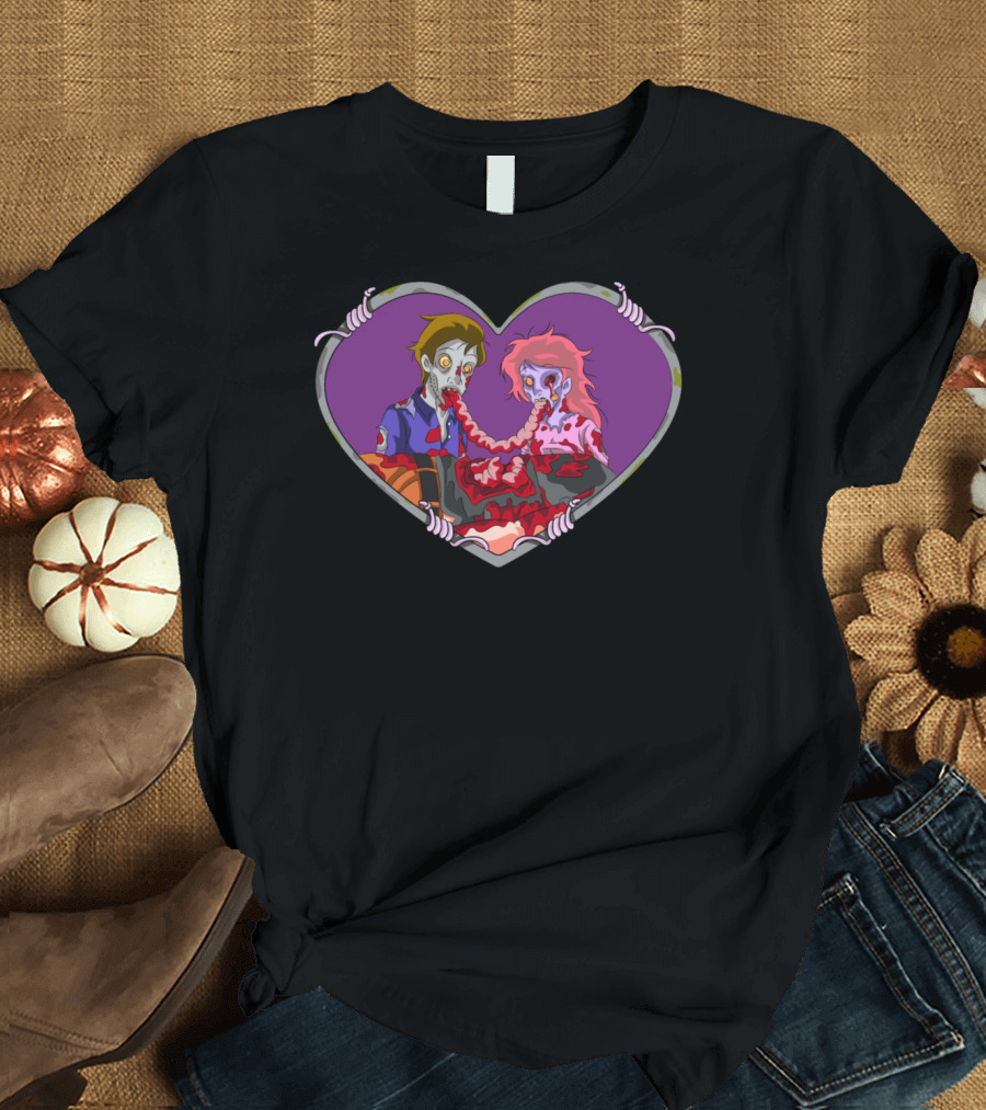 Zombie Love Heart Barbed Wire Connection T-Shirt