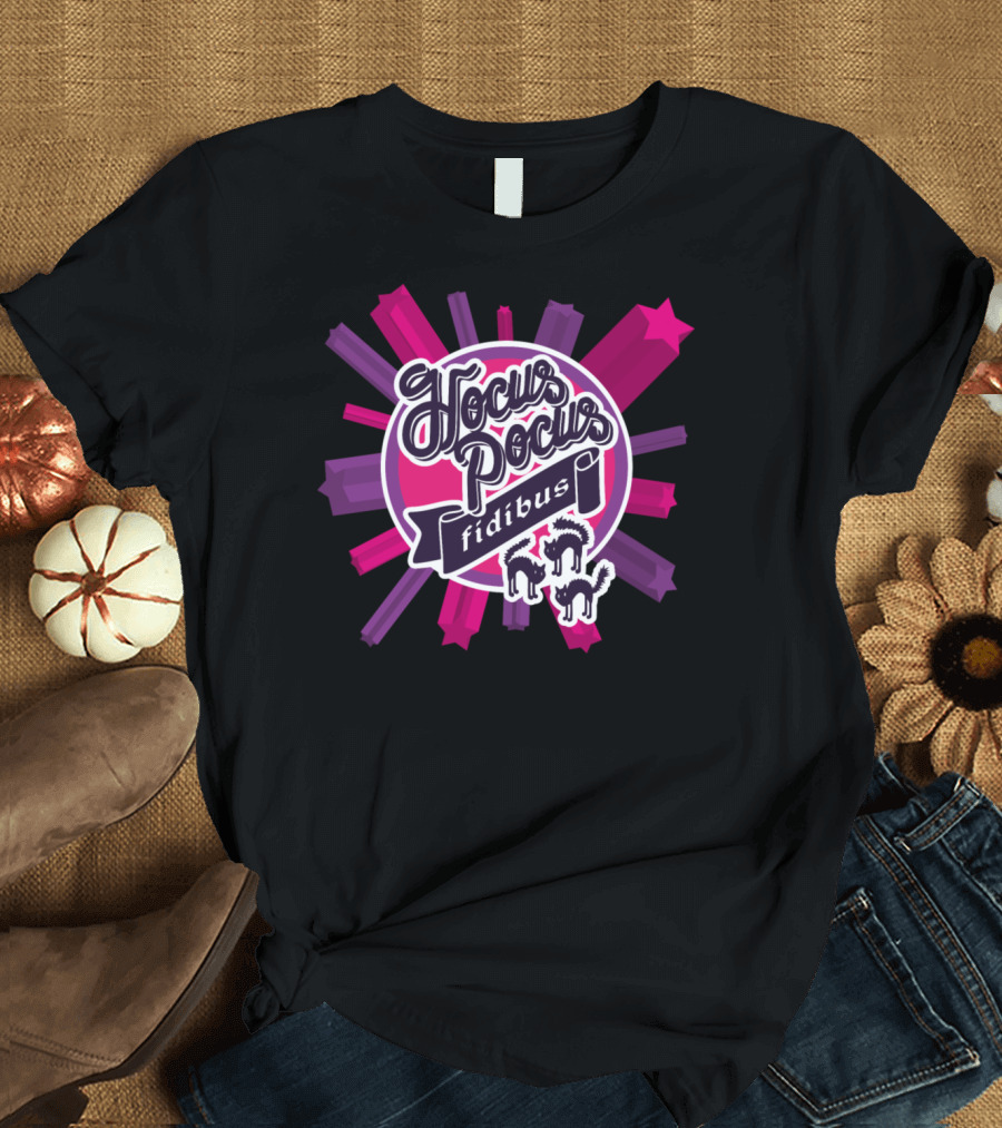 Hocus Pocus Fidibus Cats and Stars Circle T-Shirt